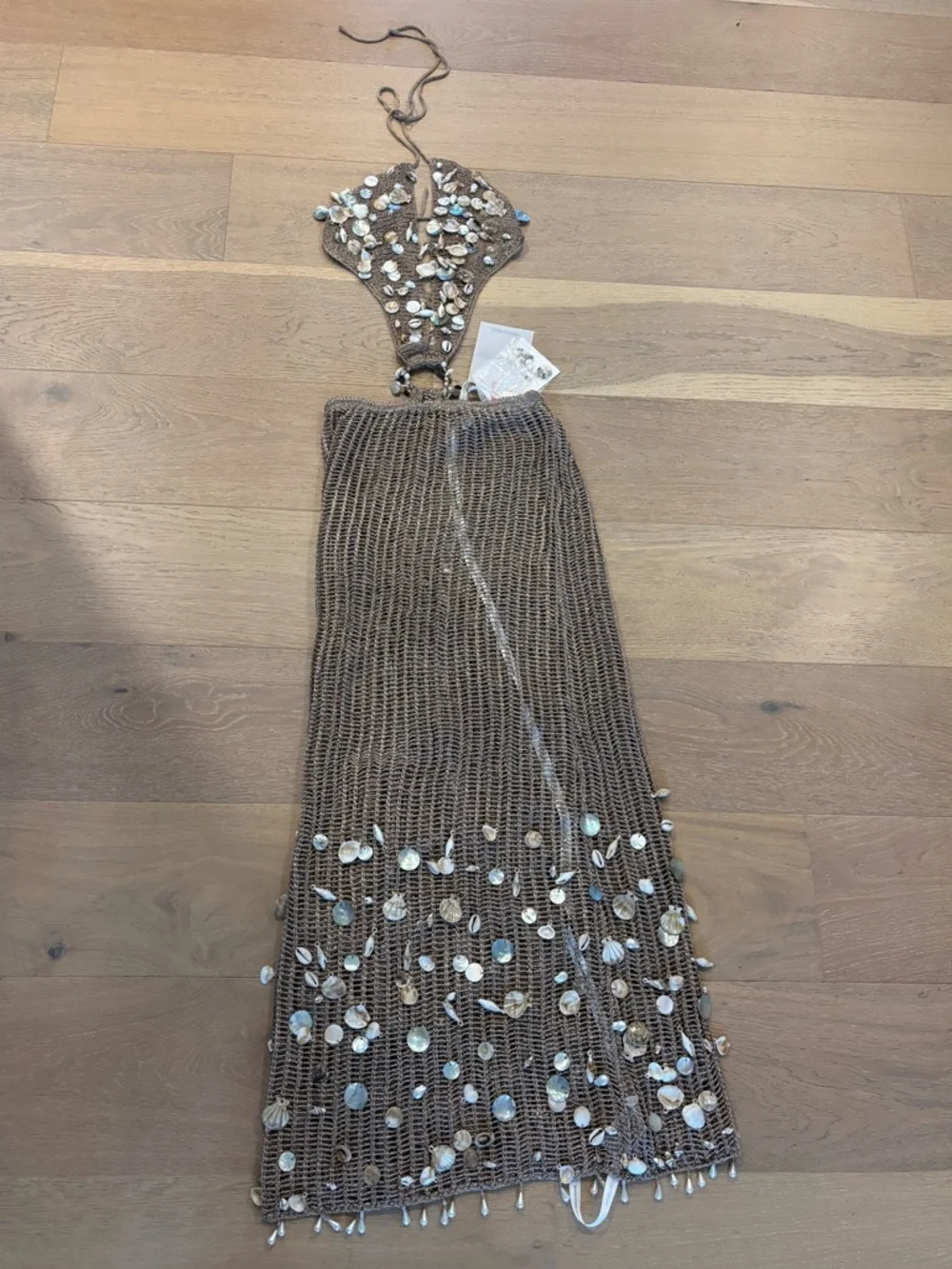 Jaded London Shells Vida Backless Crochet Maxi Dress Metallic Open Back Small - Picture 7 of 15